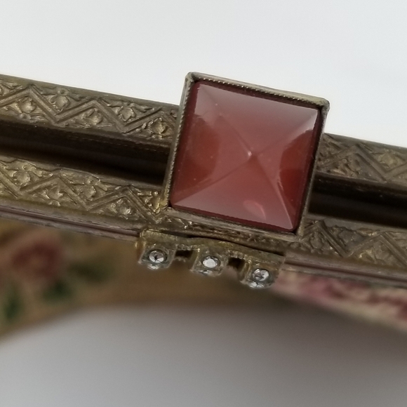 Purse Evening Bag Floral Antique Vintage Jeweled Kiss Lock Petite Point Grandma - Picture 9 of 15